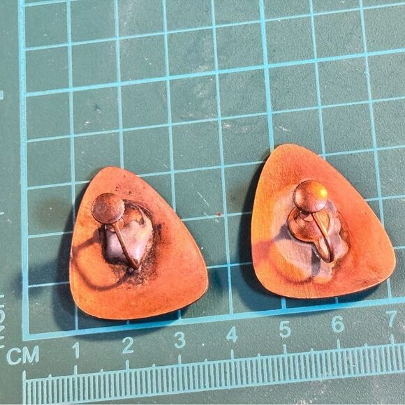 Earrings – Vintage Mid-Century Copper & Enamel Screw-Backs - Picture 3 of 3